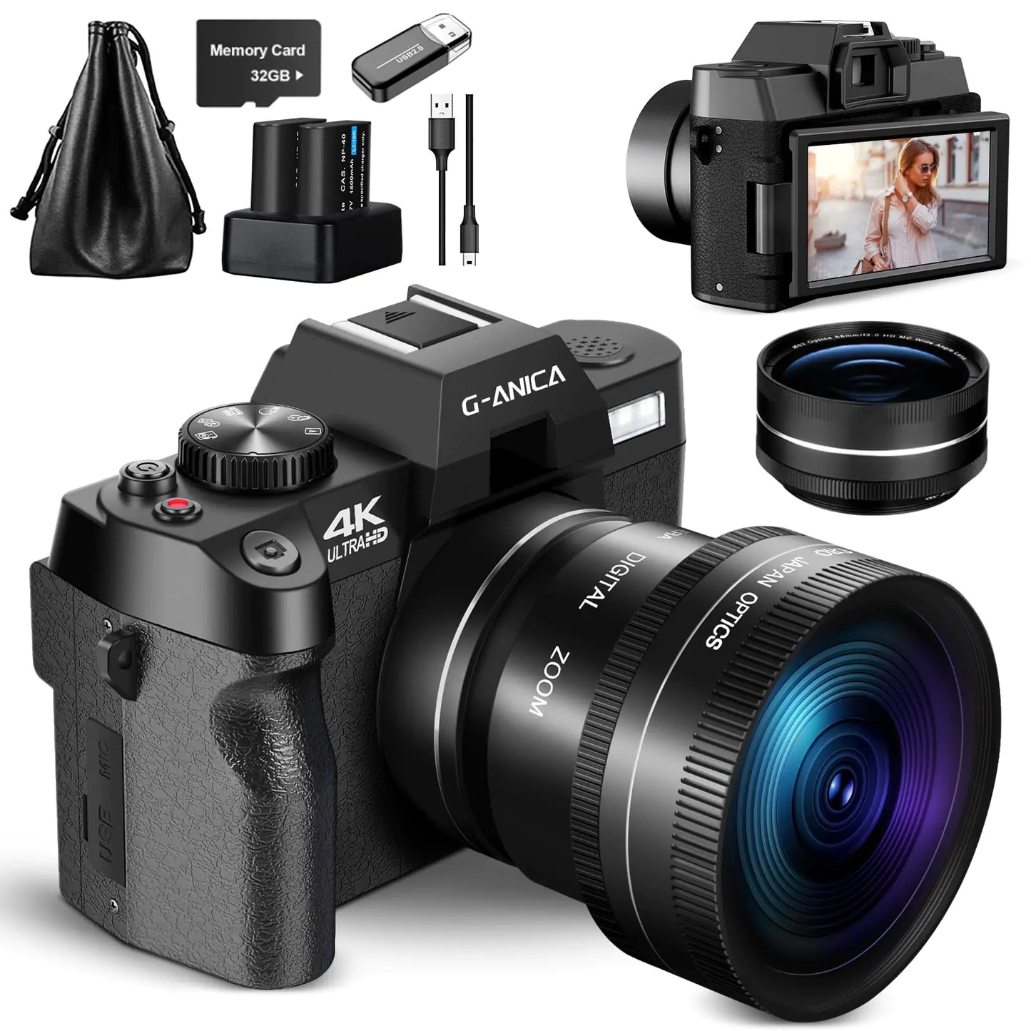 PRO VLOG 4K - 48MP/ 60FPS WIFI VLOGGING CAMERA WITH WIDE- ANGLE ¬ MACRO LENS