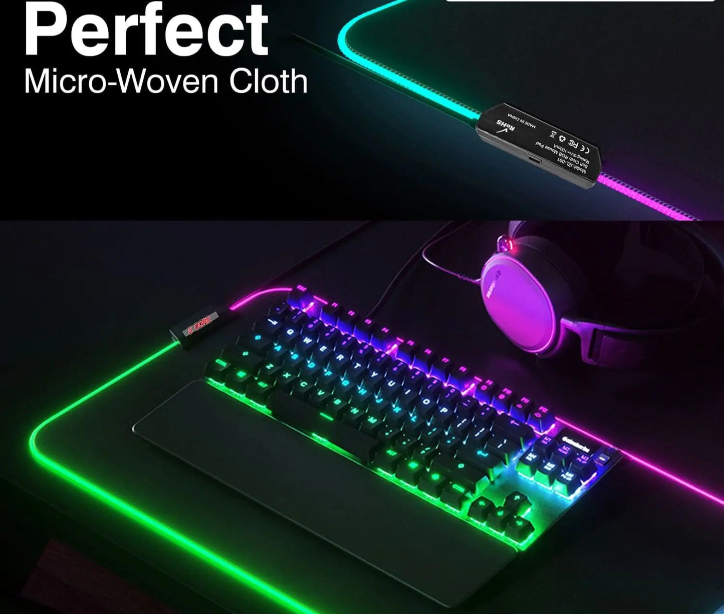 5CORE RGB MOUSE MAT- 12 LIGHTING MODES, DUAL ZONE,  RUBBER BASE