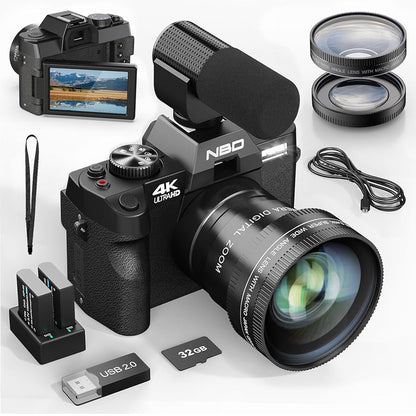 PRO VLOG 4K - 48MP/ 60FPS WIFI VLOGGING CAMERA WITH WIDE- ANGLE ¬ MACRO LENS