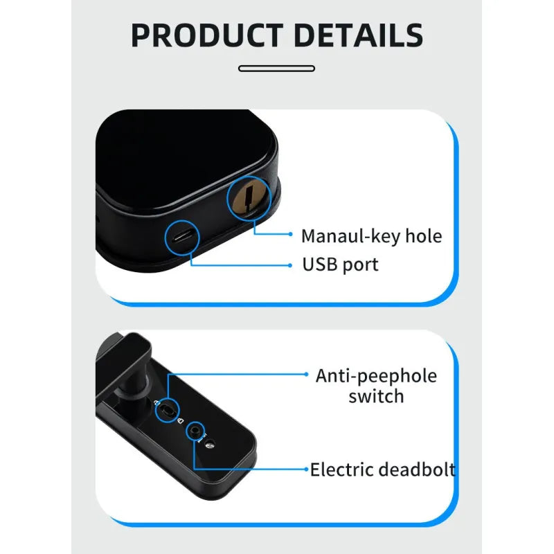 VISIONLOCK PRO - SMART DOOR LOCK WITTH FINGERPRINT, PASSCODE, AND BUILT-IN CAMERA.