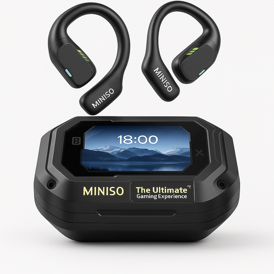 MINISO M98 PRO OPEN EAR BLUETOOTH EARBUDS - LED DISPLAY, SECURE EARHOOKS FOR SPORTS & WORK