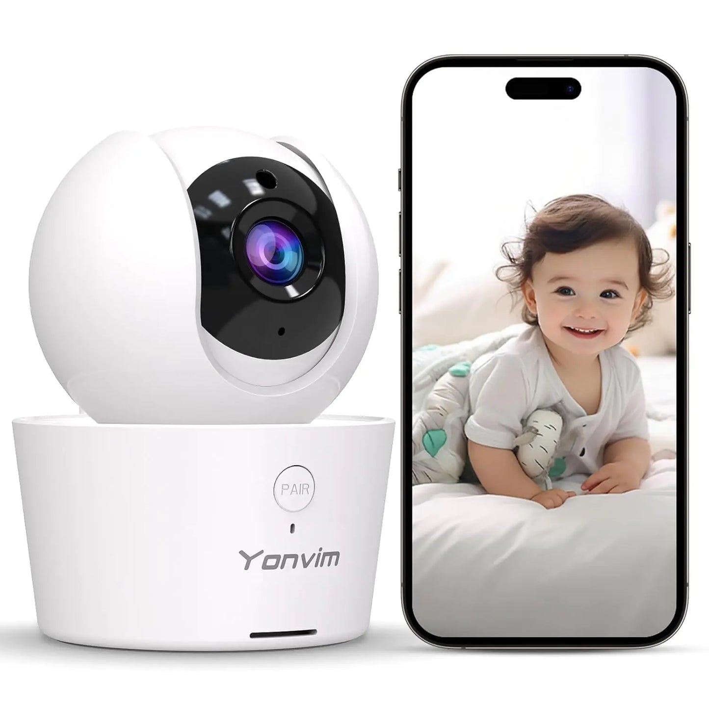 WiFi Baby Monitor 2K Camera with 30Hrs Battery Life Work with Alexa Record and Video Storage Baby Monitor WiFi Smartphone