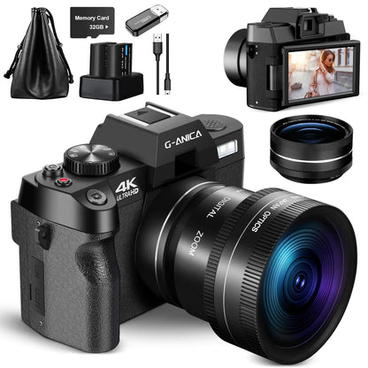 PRO VLOG 4K - 48MP/ 60FPS WIFI VLOGGING CAMERA WITH WIDE- ANGLE ¬ MACRO LENS